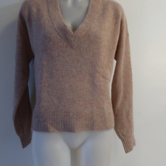Womens 27 Miles Pink, Multi-Color 100% Cashmere V-Neck Sweater S - Picture 3 of 11